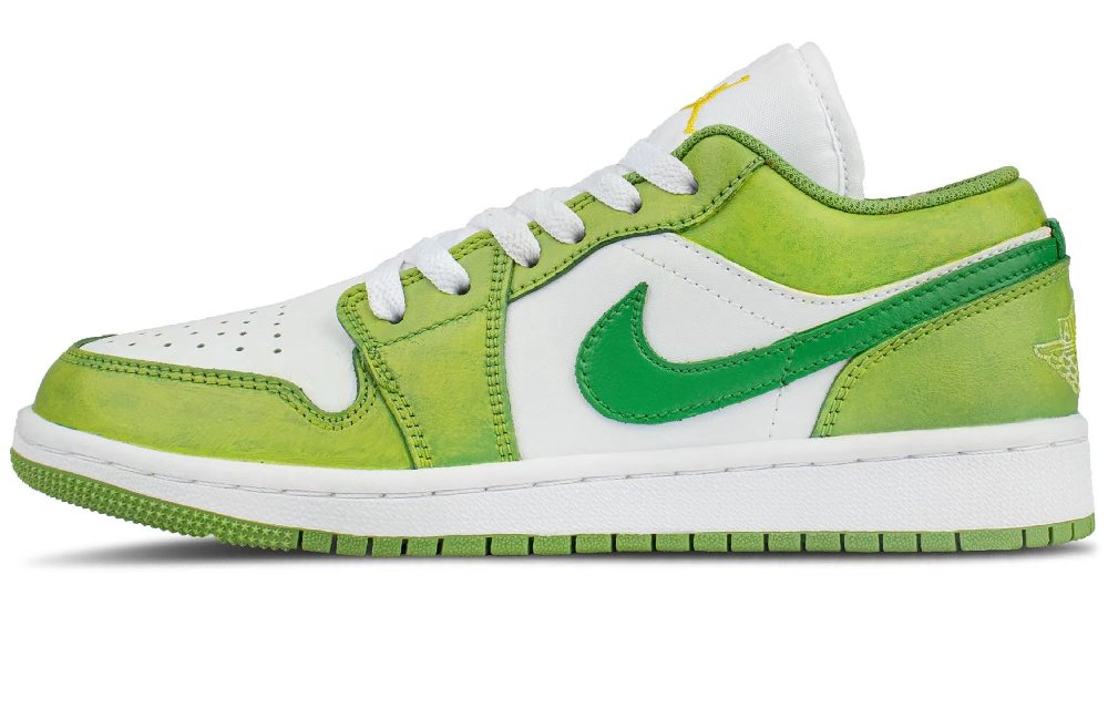 Jordan Air Jordan 1 Green Apple Abrasion Resistant Low top Vintage Basketball Shoes Unisex Fruit Green