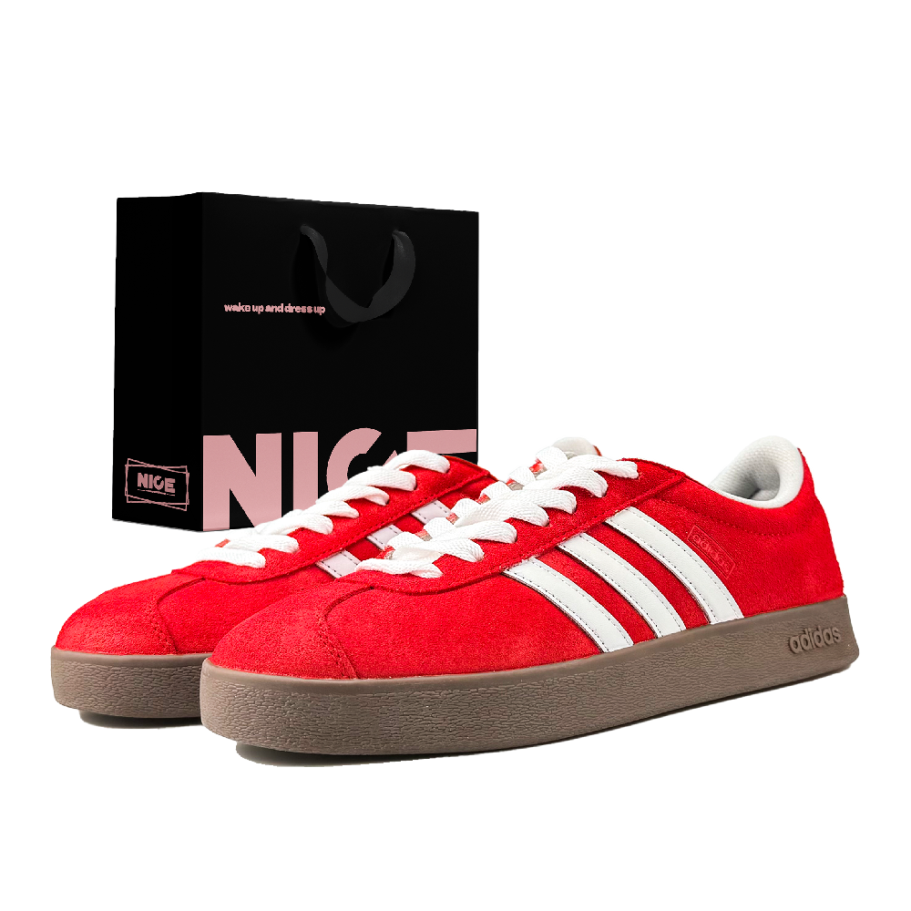 Adidas VL COURT 2.0 Wear resistant And Lightweight Low top Skateboard Shoes Women's White Red