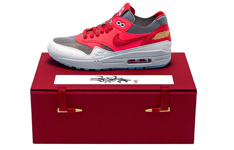 CLOT x Nike Air Max 1 Low Top Running Shoes Unisex Red Gray White