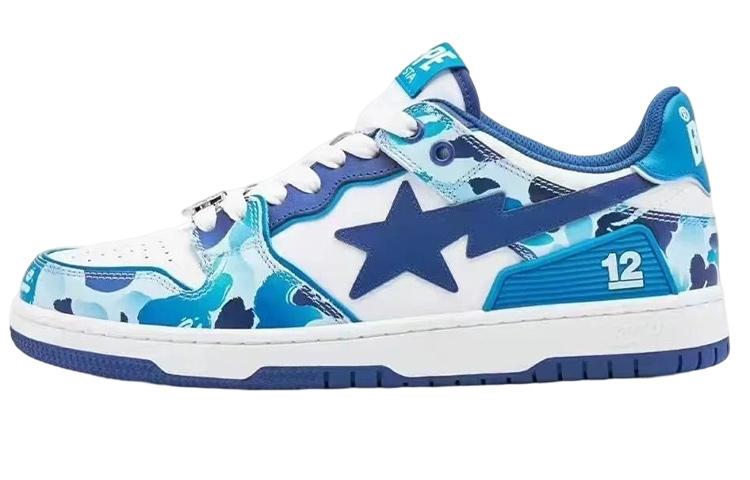 A BATHING APE Sk8 Sta 12 Leather Low 'White Blue'