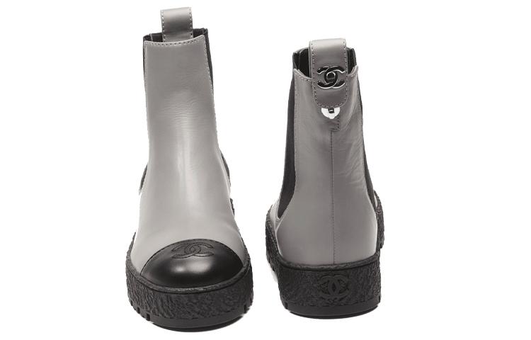 CHANEL Chelsea Shoes Women's Gray Black