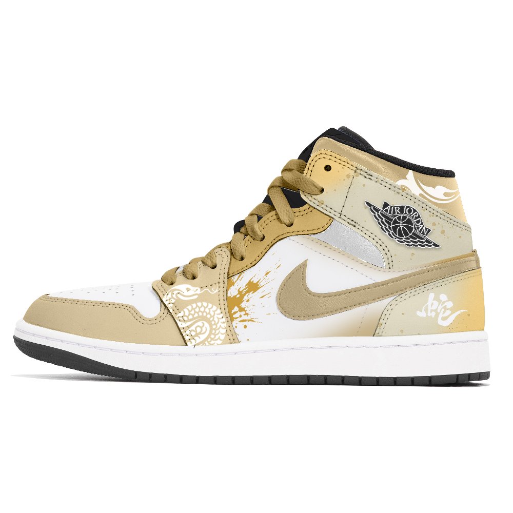 Jordan Air Jordan 1 Joy Lemon Abrasion-Resistant Mid-Top Vintage Basketball Shoes Unisex Yellow