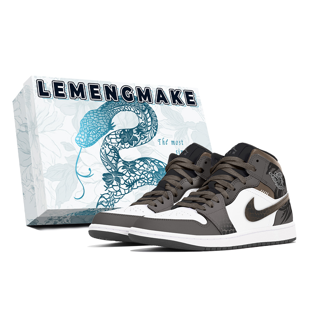 Jordan Air Jordan 1 Joy Lemon Anti-Slip Wear-Resistant Mid-Top Vintage Basketball Shoes Unisex Gray Brown
