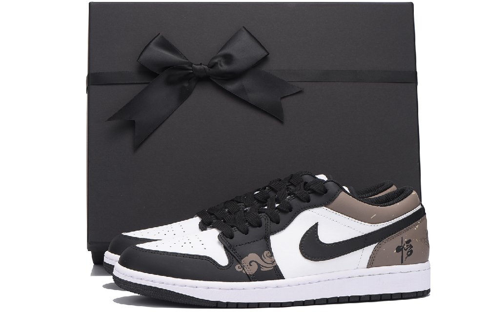 Jordan Air Jordan 1 Anti-Slip Wear-Resistant Low-Top Vintage Basketball Shoes Men's Black Brown