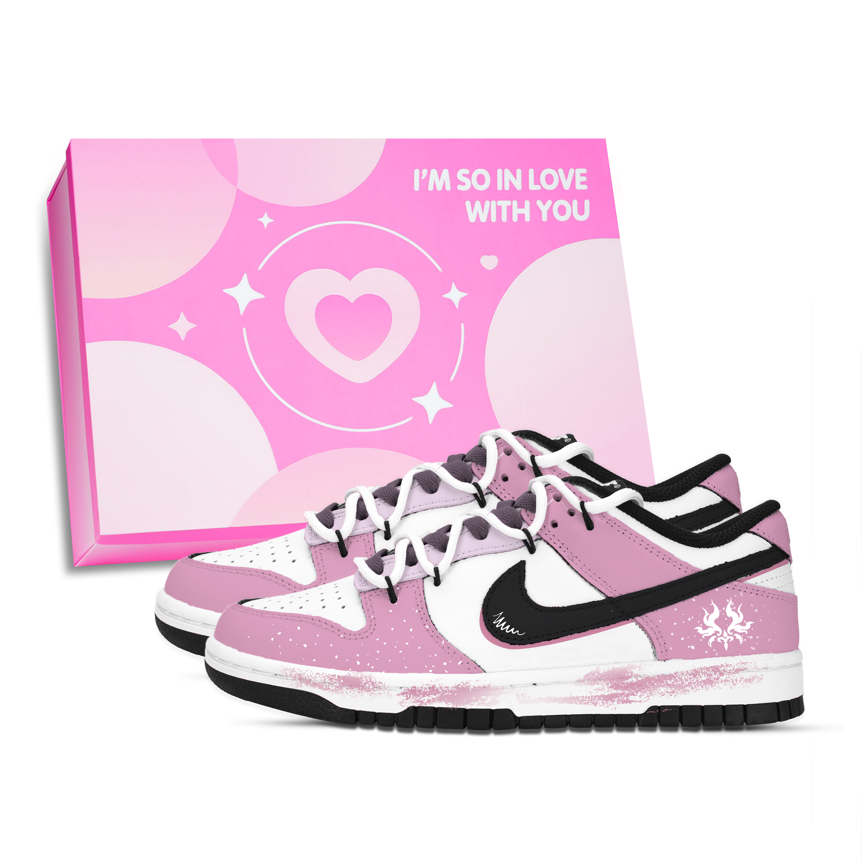 Nike Dunk Ancient Impressions Abrasion Resistant Low top Skateboard Shoes Unisex Pink Black White