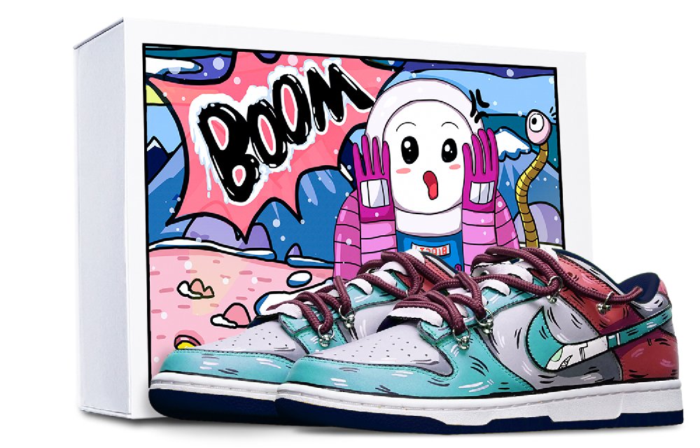 Nike Dunk Skateboard Shoes Women's Low-Top Blue Gray/Red