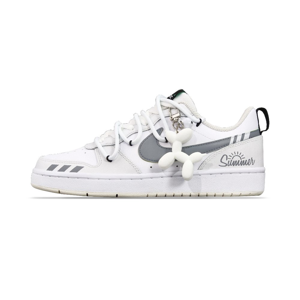 Nike Court Borough Low Top Skateboard Shoes GS White Gray