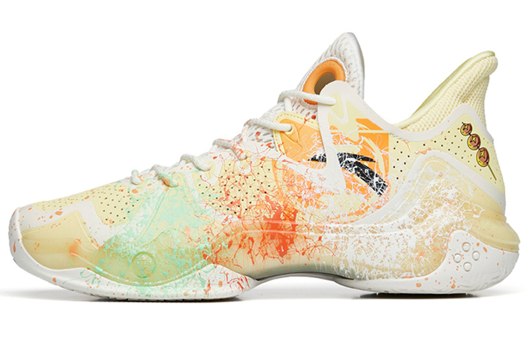 Anta Shock Wave 4 Wear-Resistant Slip-Resistant Low-Top Performance Basketball Shoes Men's White Multicolor