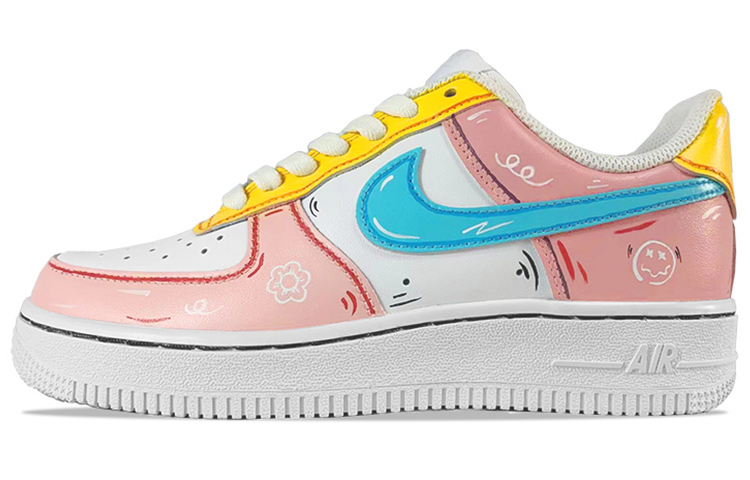Nike Air Force 1 Skateboard Shoes Women's Low-Top Pink/Blue/Orange