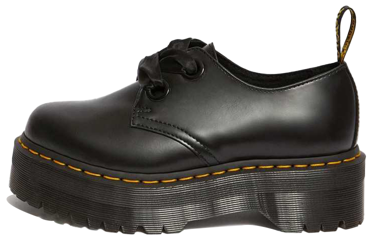 Dr. Martens Holly Leather Platform Shoes 'Black Buttero' Women's
