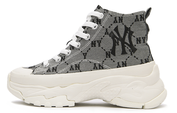 MLB Chunky High Slip-Resistant Height Increasing High-Top Canvas Shoes Unisex Gray