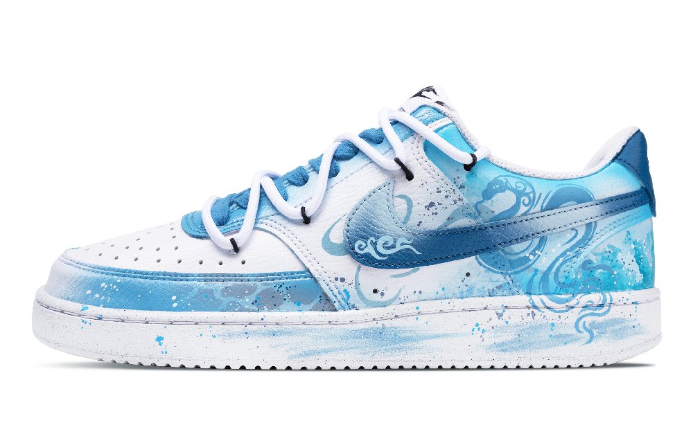 Nike Court Vision 1 Abrasion-Resistant Slip-Resistant Low-Top Skateboard Shoes Unisex White Blue