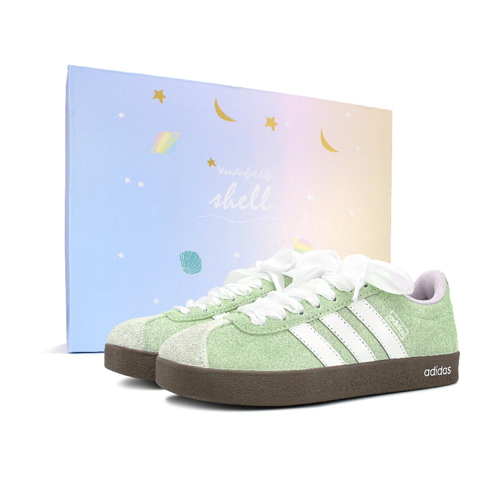 Adidas Neo VL Court 2.0 Wear resistant And Lightweight Low Top Skateboard Shoes Unisex Light Green
