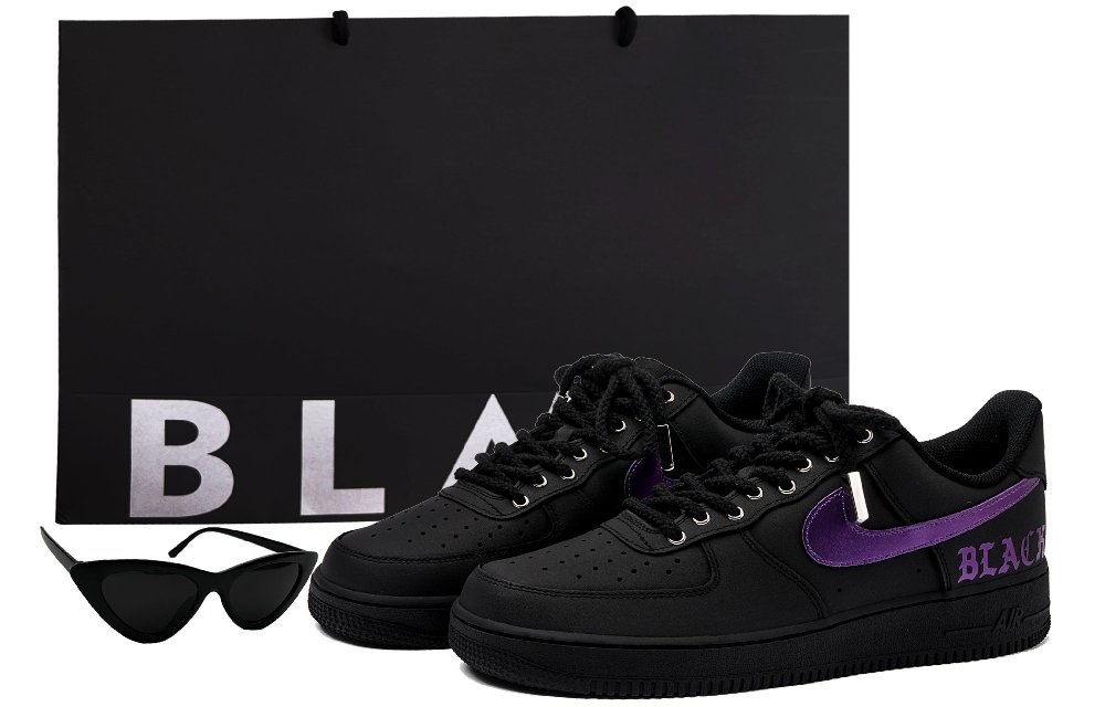 Nike Air Force 1 Low-Top Skateboard Shoes Unisex Black Purple