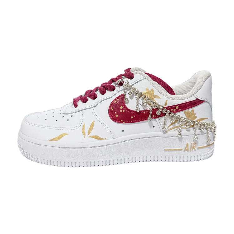 Nike Air Force 1 Maple Forest Low top Skateboard Shoes Women's White Red Gold