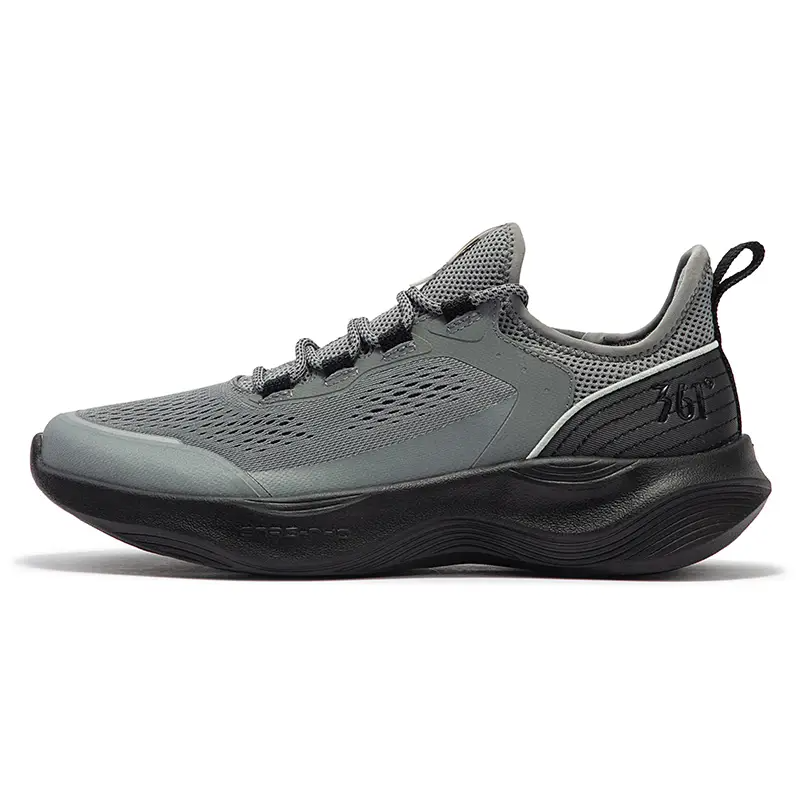 361° N40 Breathable Lightweight Low-Top Casual Running Shoes Men's Gray Black