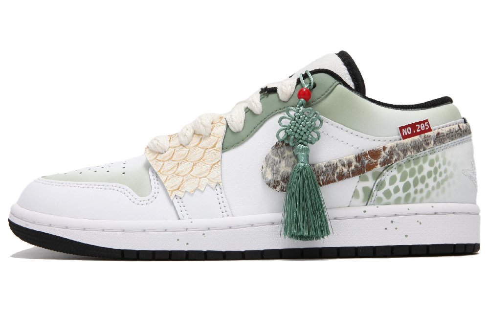 Jordan Air Jordan 1 Cushioning Wear-Resistant Low-Top Vintage Basketball Shoes Men's White Green