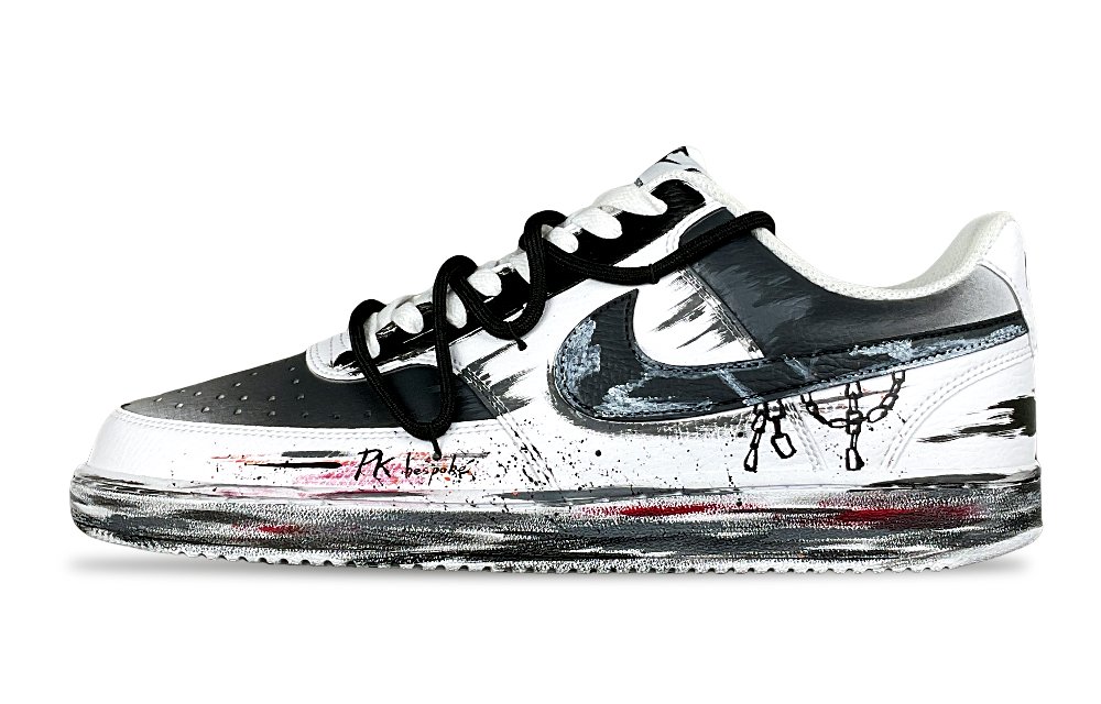 Nike Court Vision 1 Slip Resistant Shock Absorbers Low Top Skateboard Shoes Men's White Black