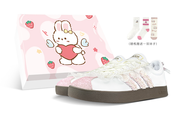 Adidas Neo Vl Court Skateboard Shoes Unisex Low-Top White/Pink/Brown