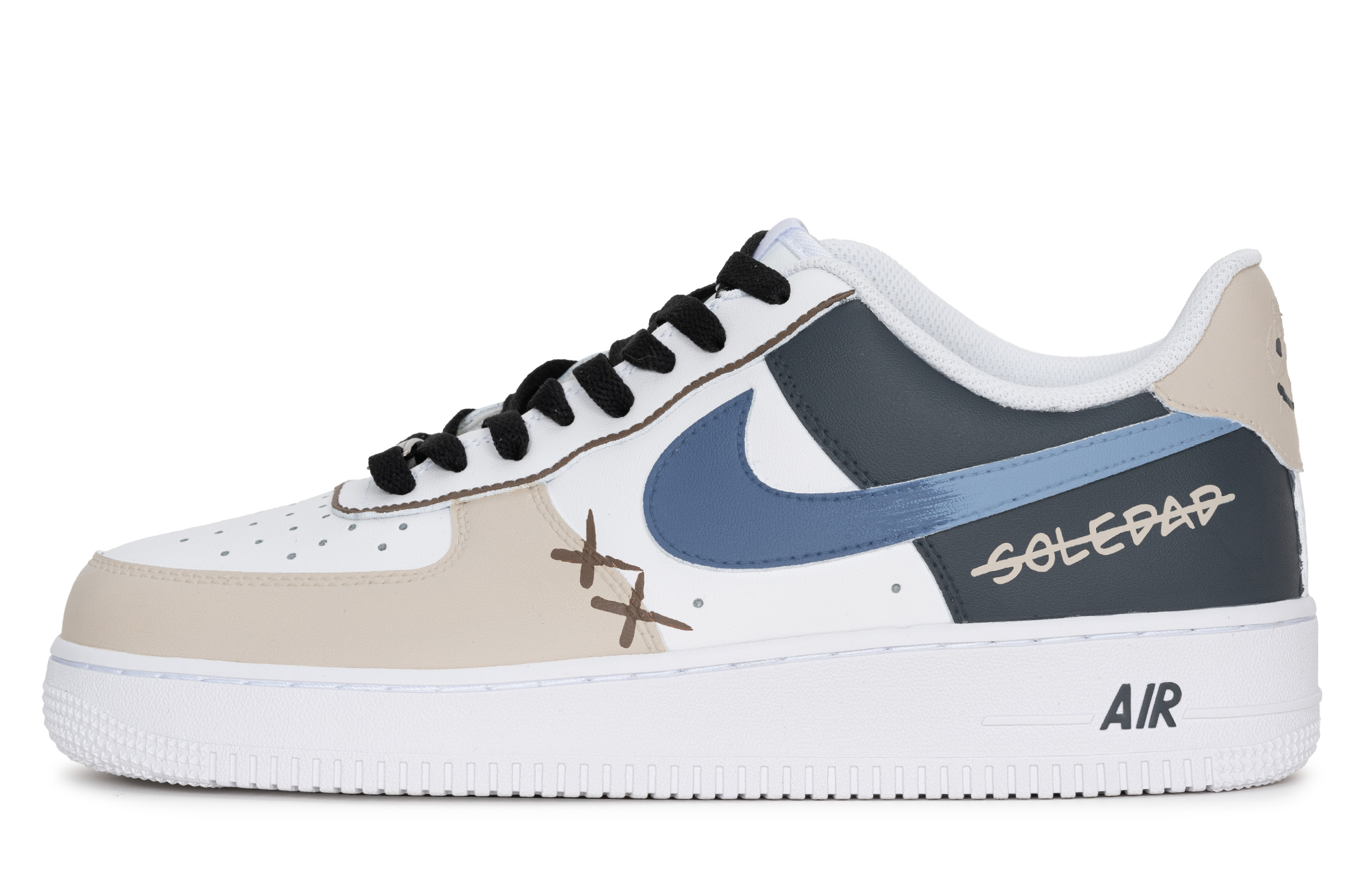 Nike Air Force 1 Slip Resistant, Abrasion Resistant, Lightweight Low Top Skateboard Shoes Unisex Gray Blue