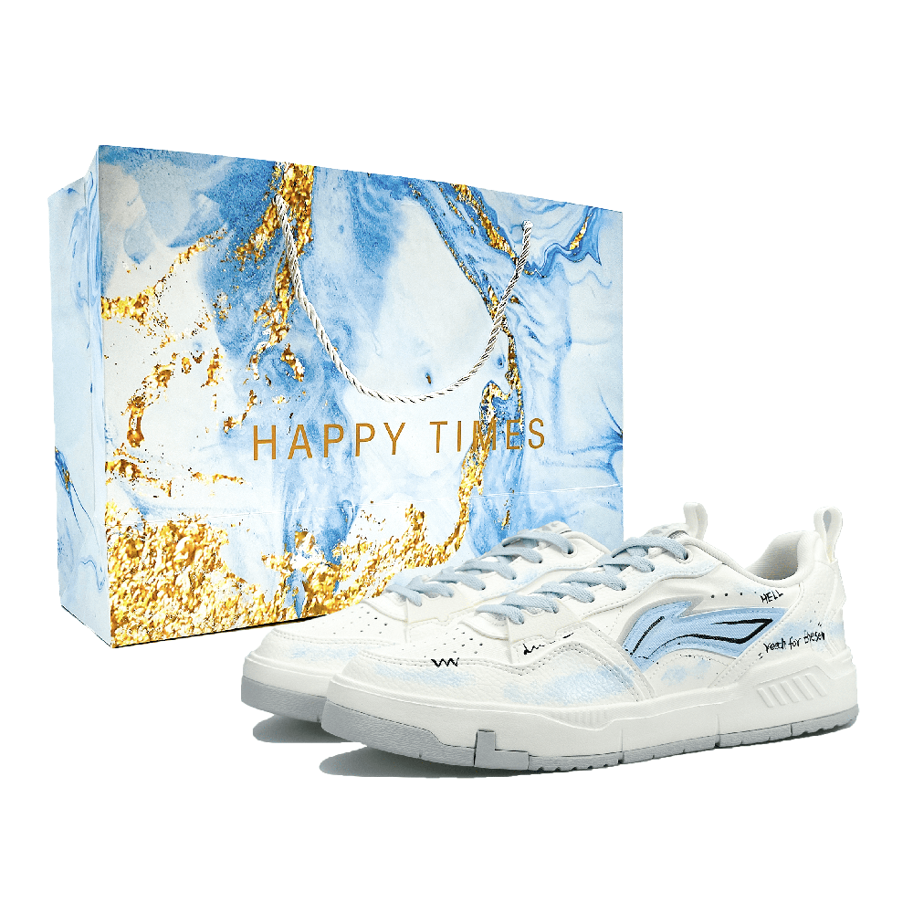 LiNing Yuan Chu Cushioning Abrasion Resistant Breathable Low Top Skateboard Shoes Men's White Blue
