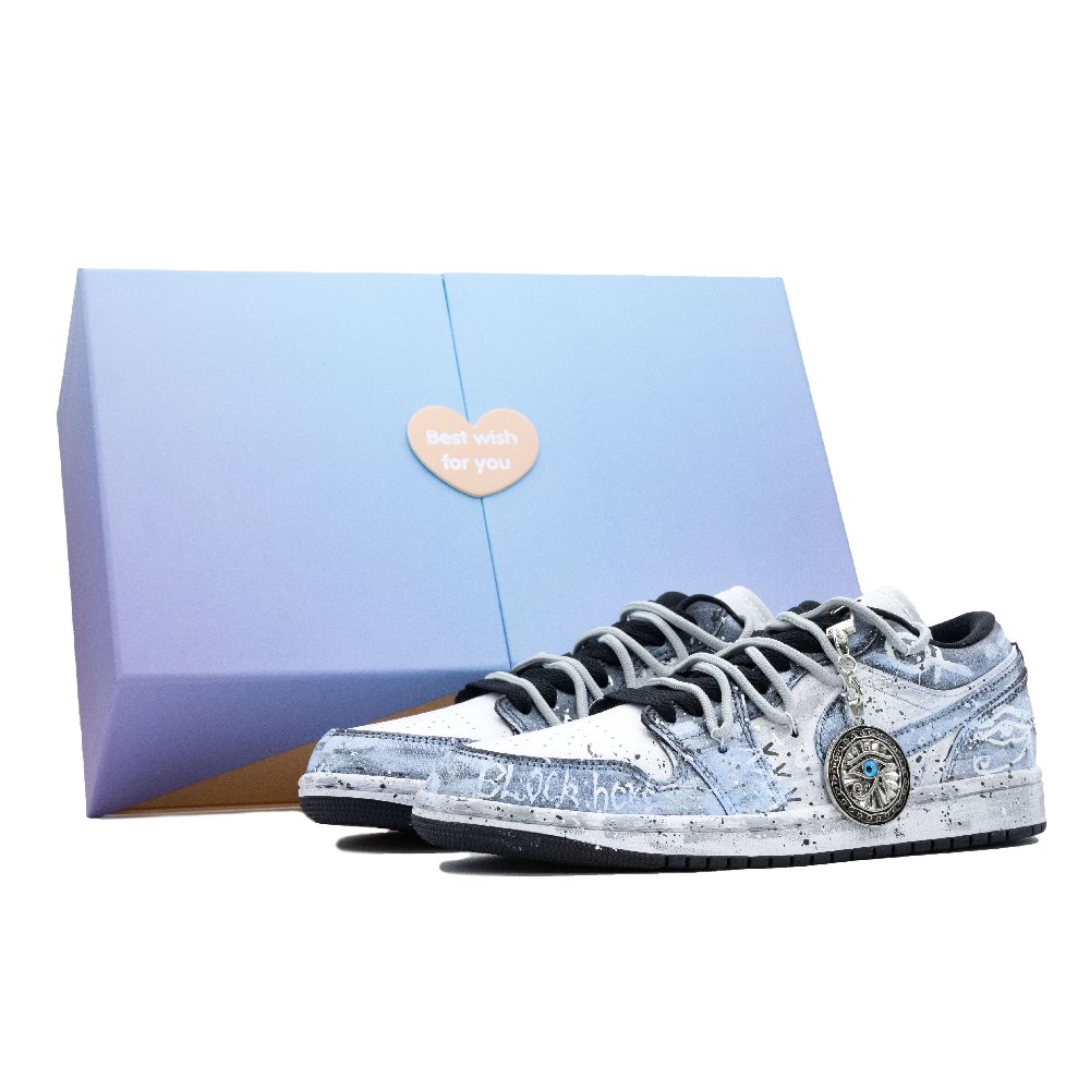 Jordan Air Jordan 1 Low Top Vintage Basketball Shoes Women's Blue White