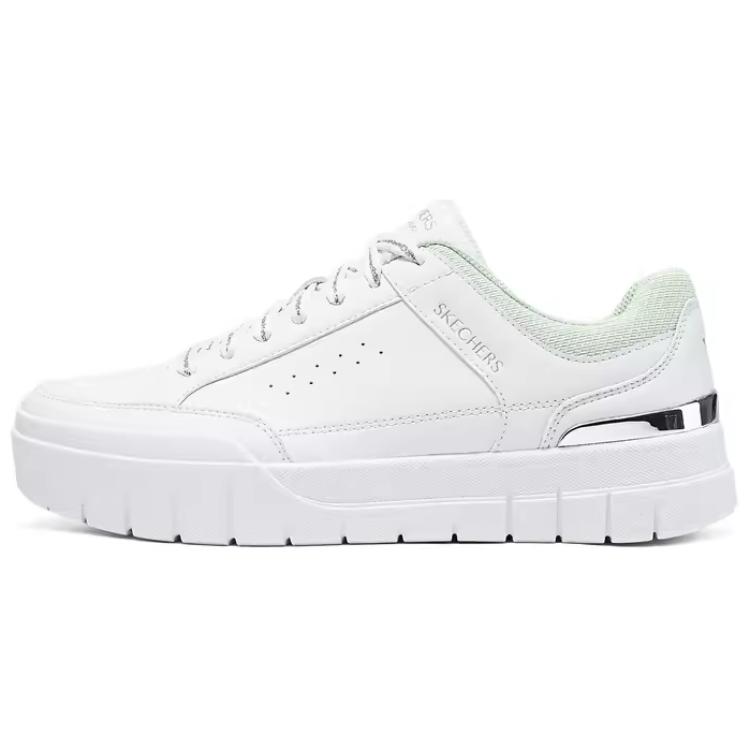Skechers Court Classics Lightweight And Breathable Low Top Skateboard Shoes Women's White Green