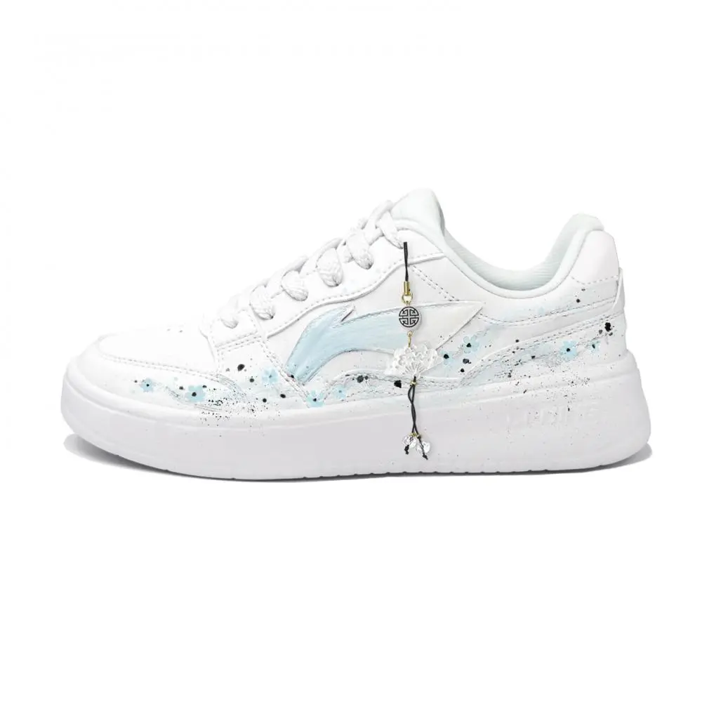 LiNing Acer Truncatum Anti Slip And Wear Resistant Height Increasing Low top Skateboard Shoes Men's White Blue