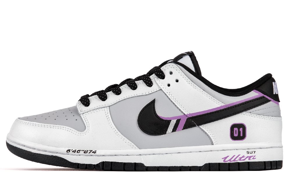 Nike Dunk Low Retro'Panda White Black' Wear resistant And Lightweight Low Top Skateboard Shoes Unisex Racing Purple