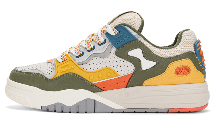 Kappa Low Top Skateboard Shoes Unisex White Green Yellow