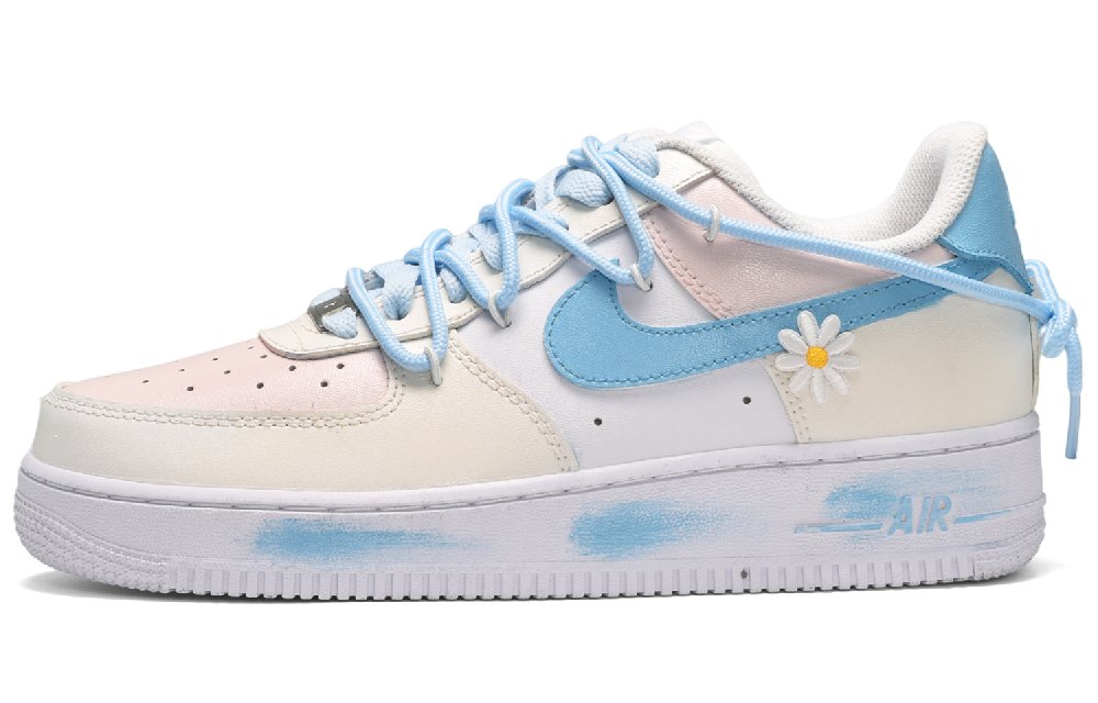 Nike Air Force 1 Low-Top Skateboard Shoes Women's Pink Yellow Blue