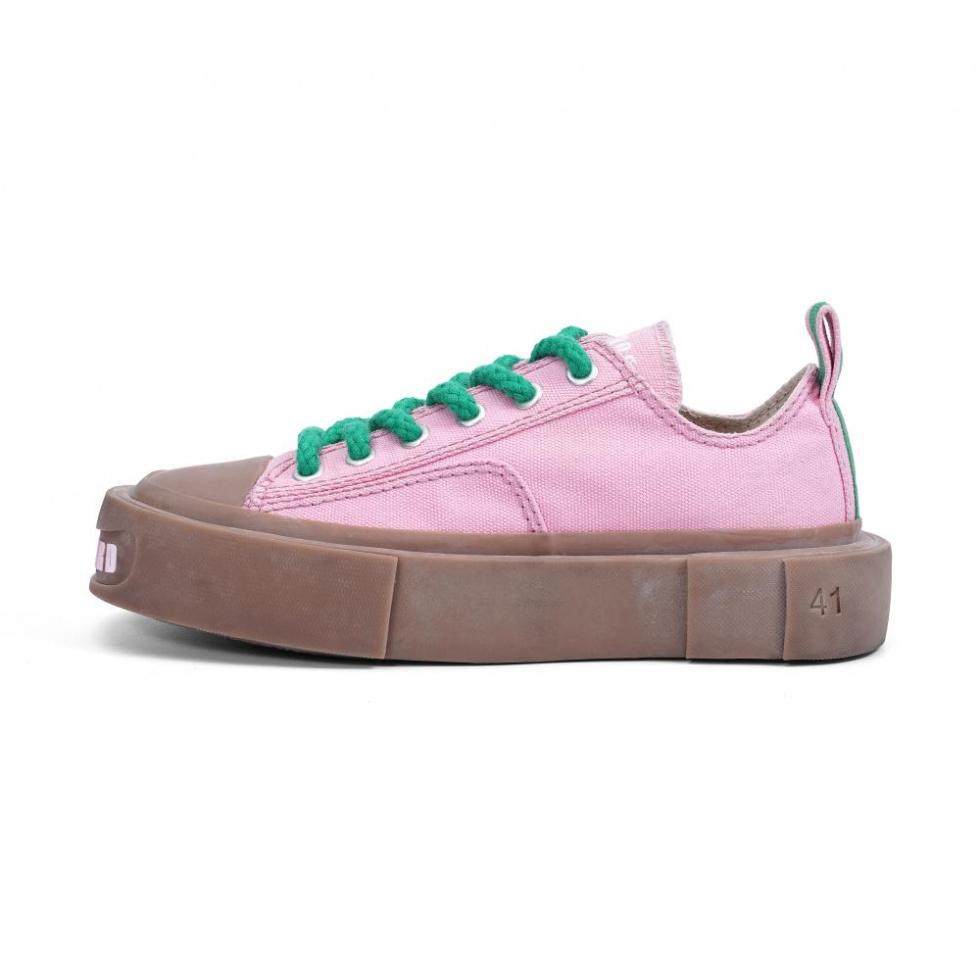 CROOKED CARD Low-Top Canvas Shoes Unisex Pink Brown