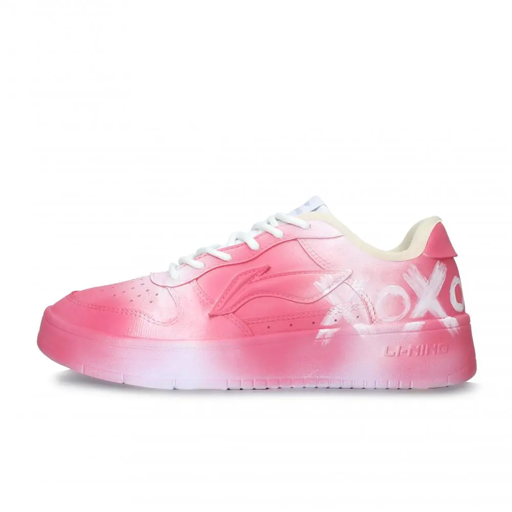 LiNing Pontoon Boats Wear resistant And Lightweight Low top Skateboard Shoes Unisex Pink