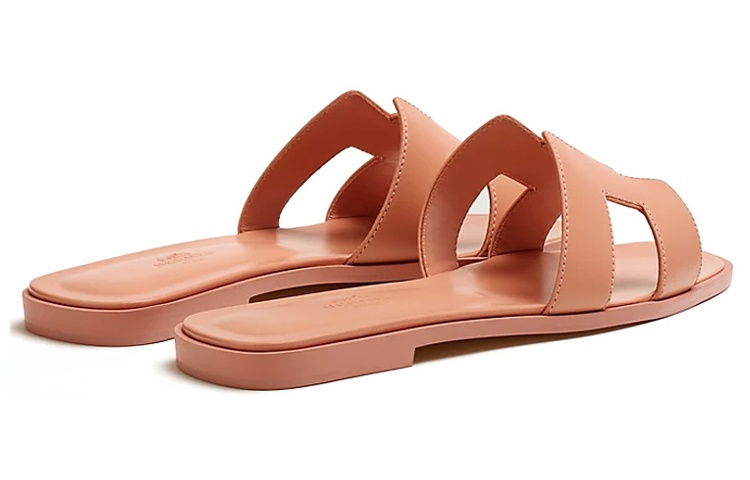 HERMES Oran Sandal Granit Rose Calfskin Leather