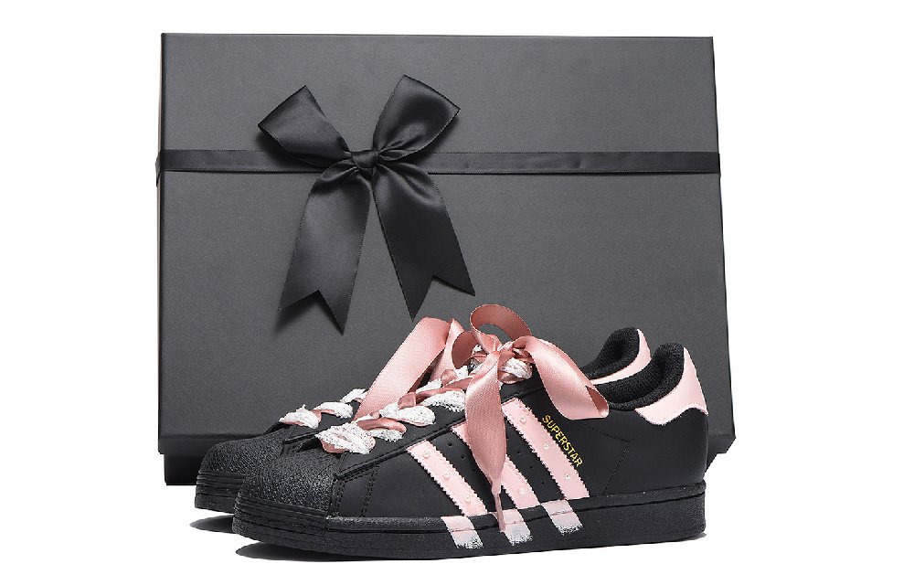 Adidas Originals SUPERSTAR Abrasion Resistant Low Top Skateboard Shoes Unisex Black Pink