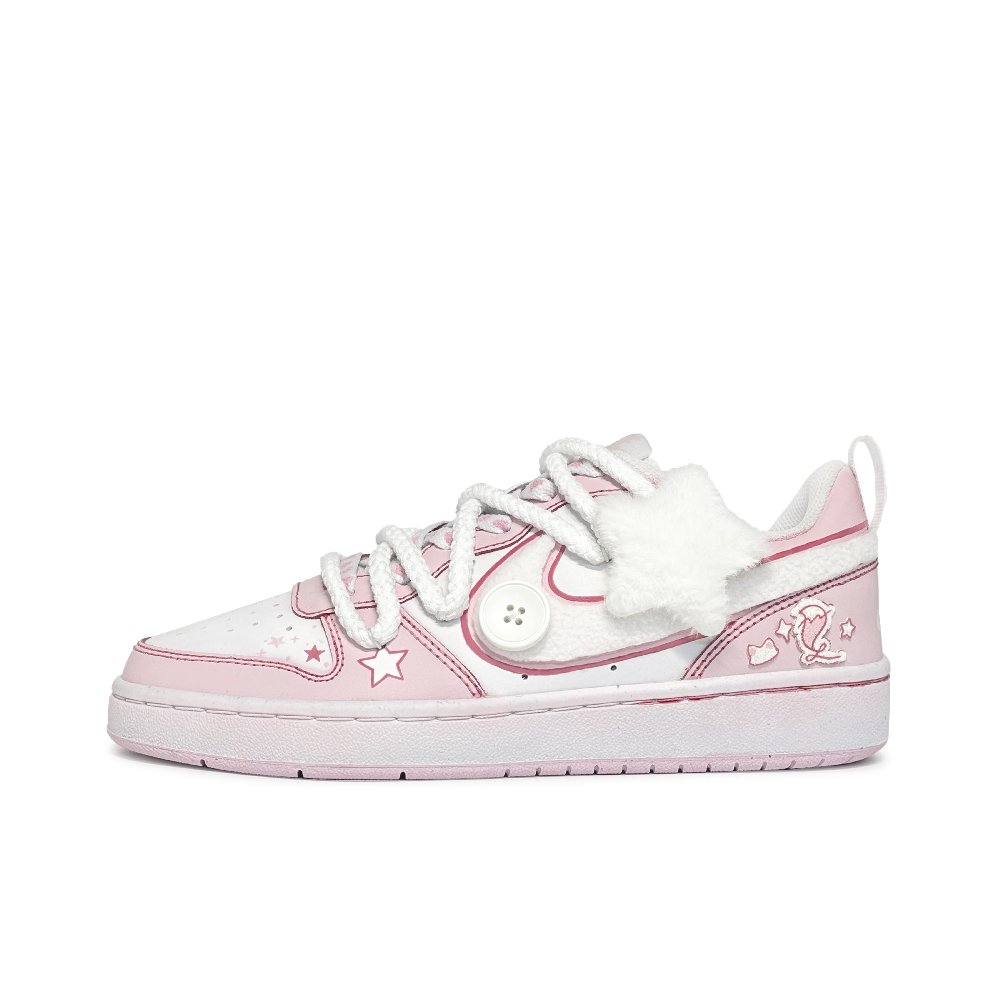 Nike Court Borough 2 Low-Top Skateboard Shoes GS Pink White