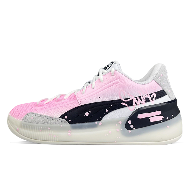 PUMA Clyde Hardwood Pink Ink Wonderland Cushioning Balance Low-Top Basketball Shoes Unisex Pink Black