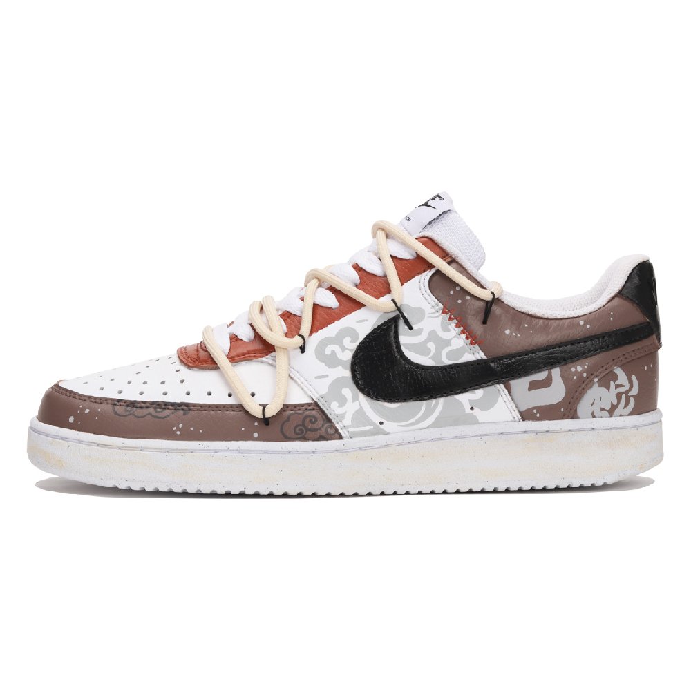 Nike Court Vision 1 Anti-Slip Wear-Resistant Low-Top Skateboard Shoes Men's Brown White