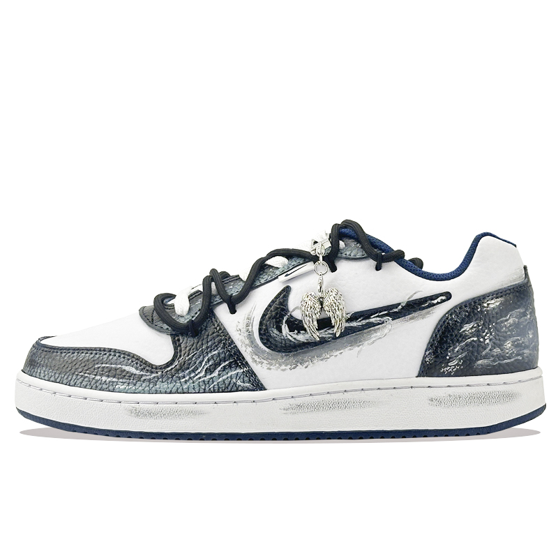 Nike EBERNON Skateboard Shoes Men's Low top White/Blue/Silver
