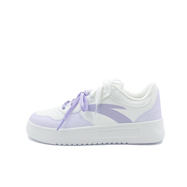 Anta Relaxed Anti Slip Wear Resistant Low Top Skateboard Shoes Unisex White Purple