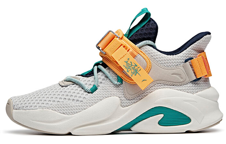 Anta Bastard Cushioning Anti-Slip Wear-Resistant Breathability Low-Top Chunky Sneakers Men's White Green Orange