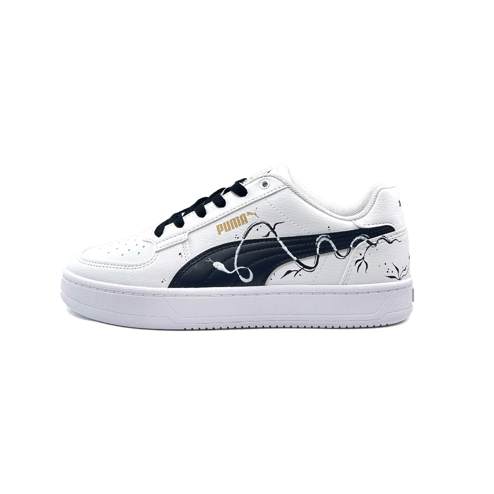 PUMA Caven 2.0 Snow Shadow Snake Queen Abrasion Resistant Low Top Skateboard Shoes Unisex White Black