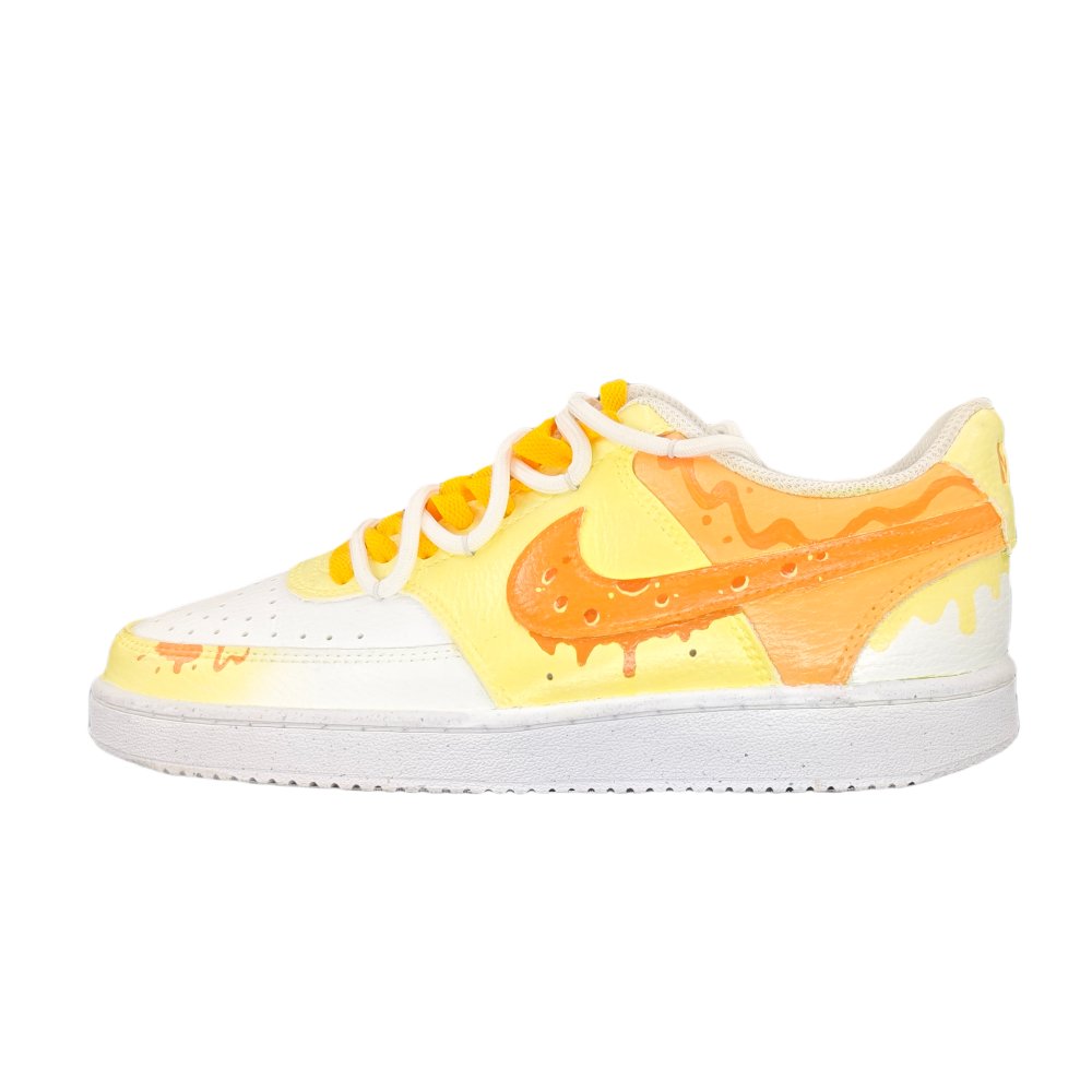 Nike Court Vision 1 Abrasion Resistant Low Top Skateboard Shoes Women's White Yellow