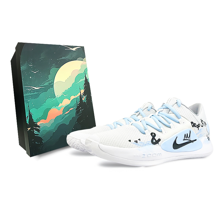 Nike Hyperdunk X Low 10 Shock Absorbers Slip Resistant Low Top Performance Basketball Shoes Men's White Blue