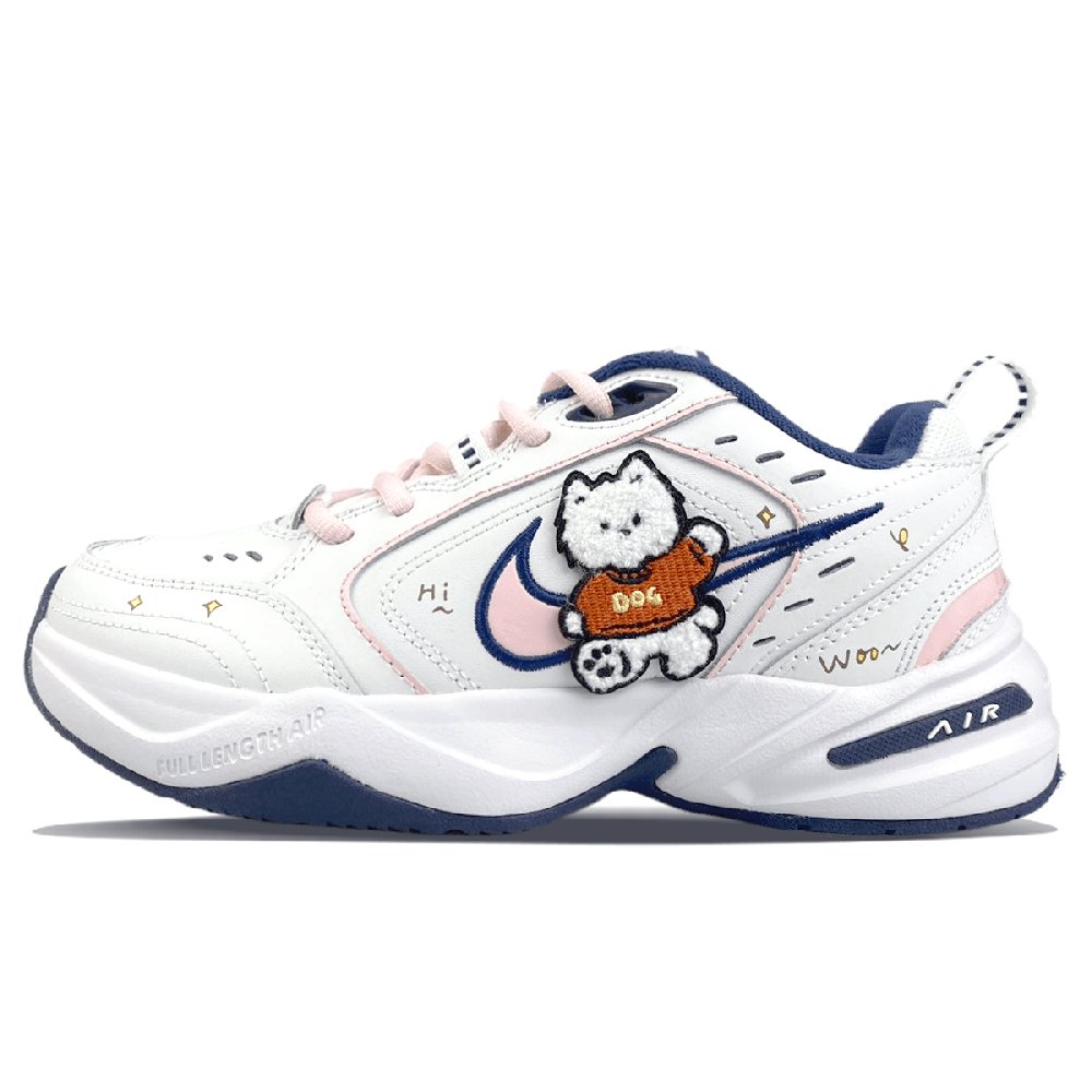 Nike Air Monarch 4 Slip Resistant Low Top Chunky Sneakers Unisex White Pink