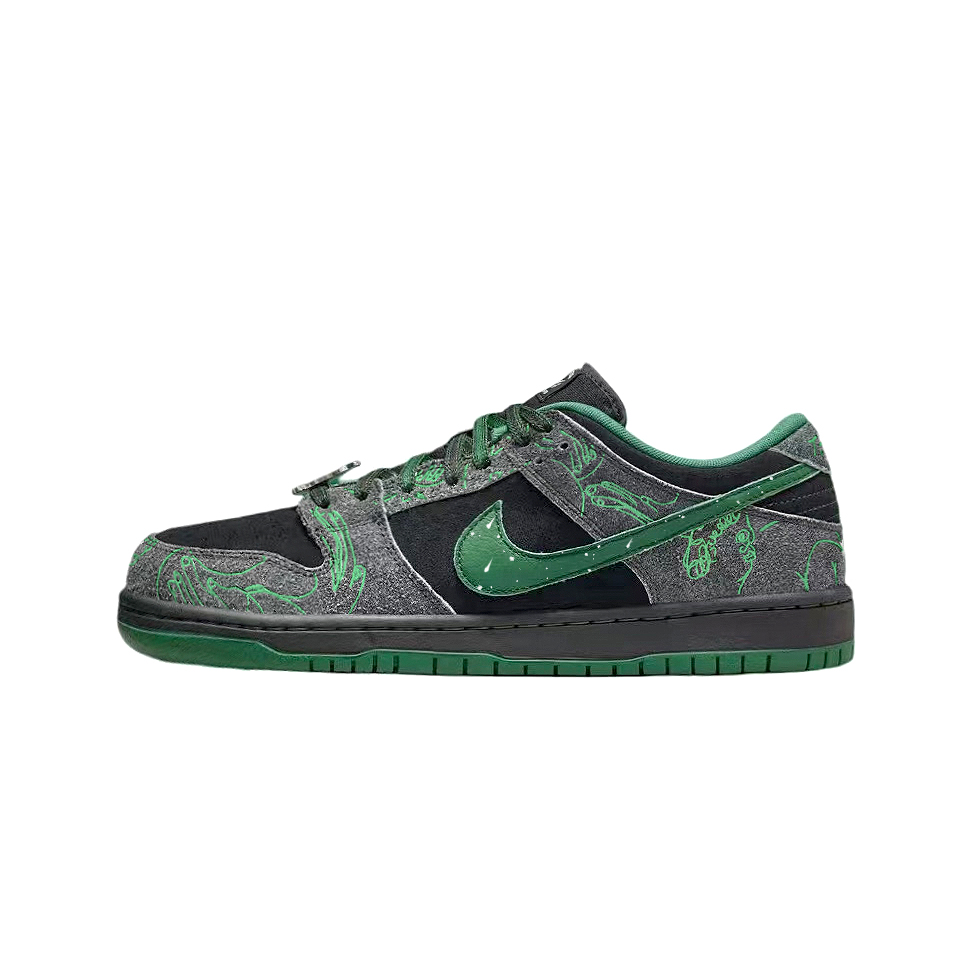 Nike Dunk SB Skateboard Shoes Unisex Low Top Black Gray Green