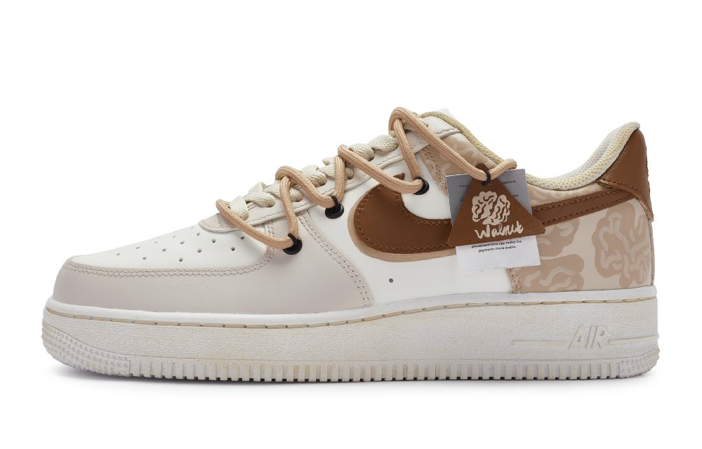 Nike Air Force 1 Slip Resistant Low Top Skateboard Shoes GS Beige Brown