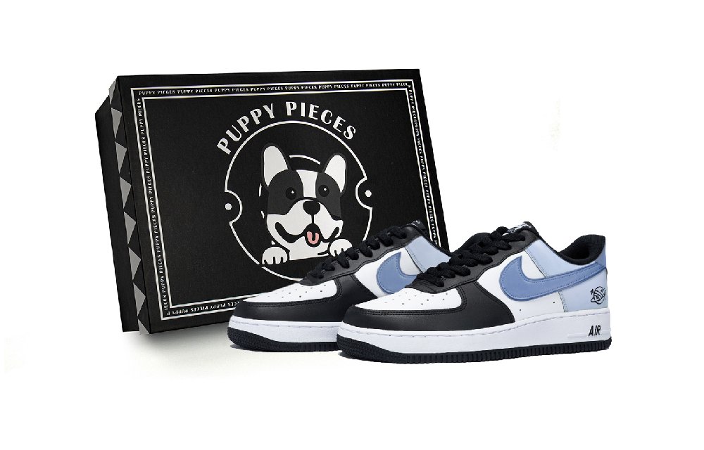 Nike Air Force 1 Puppy Fragment, Special Shoe Box Low Top Skateboard Shoes Men's White Blue