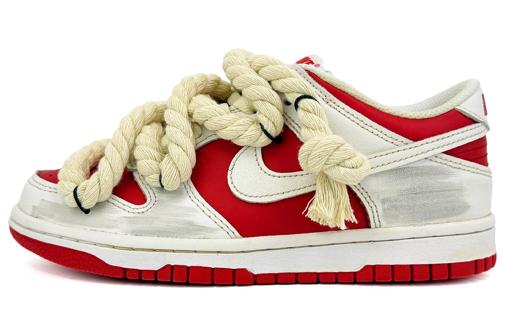 Nike Dunk Suixin, Hemp Rope Gothic Abrasion Resistant Low Top Skateboard Shoes Unisex Red White