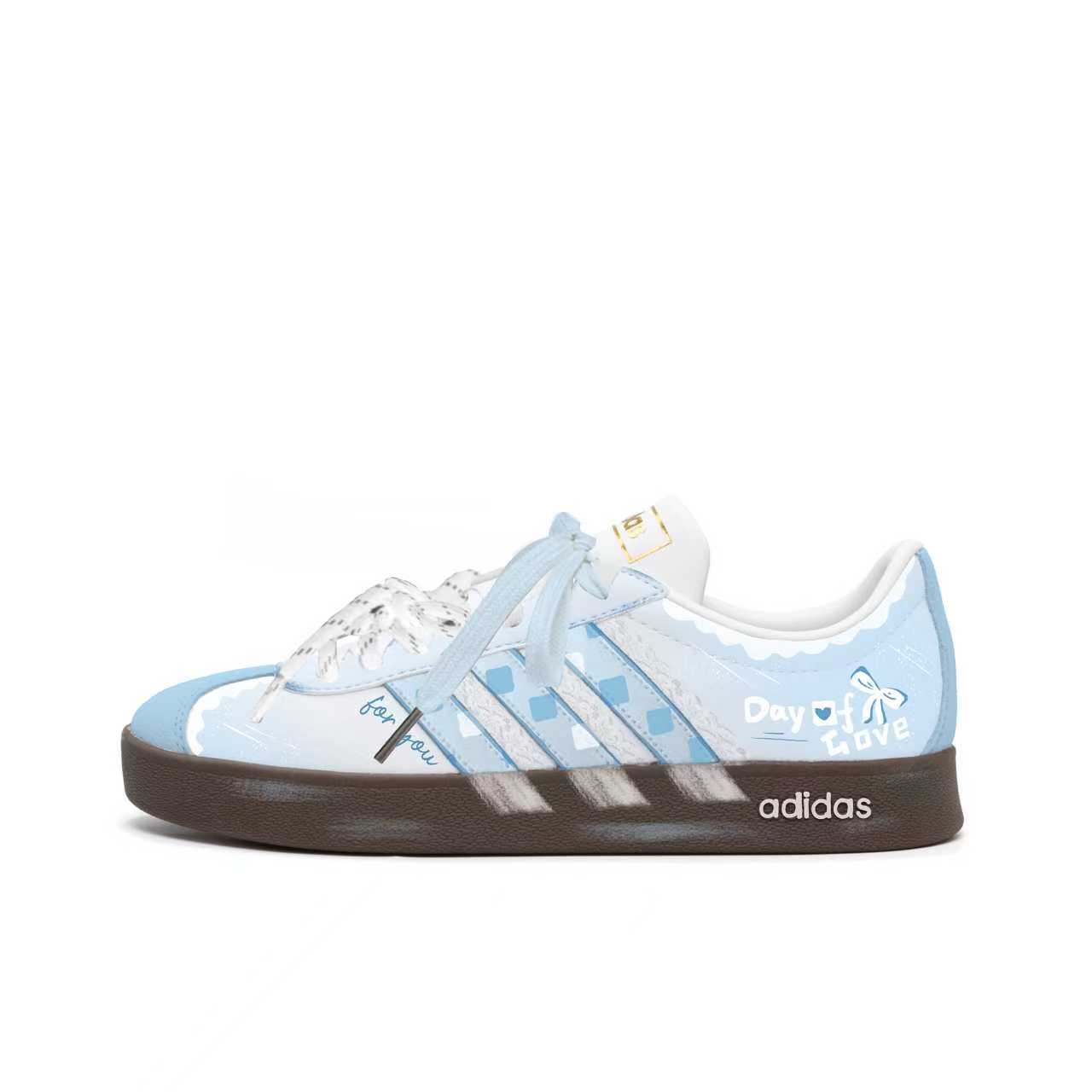 Adidas VL COURT 2.0 Abrasion Resistant Low top Skateboard Shoes Women's Blue White